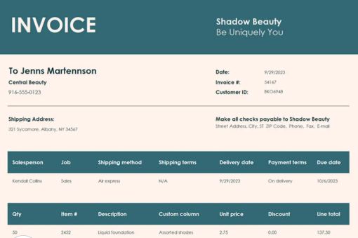 Sales invoice (simple design)