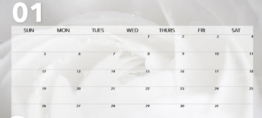 Floral monthly calendar
