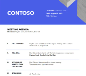 Celestial meeting agenda